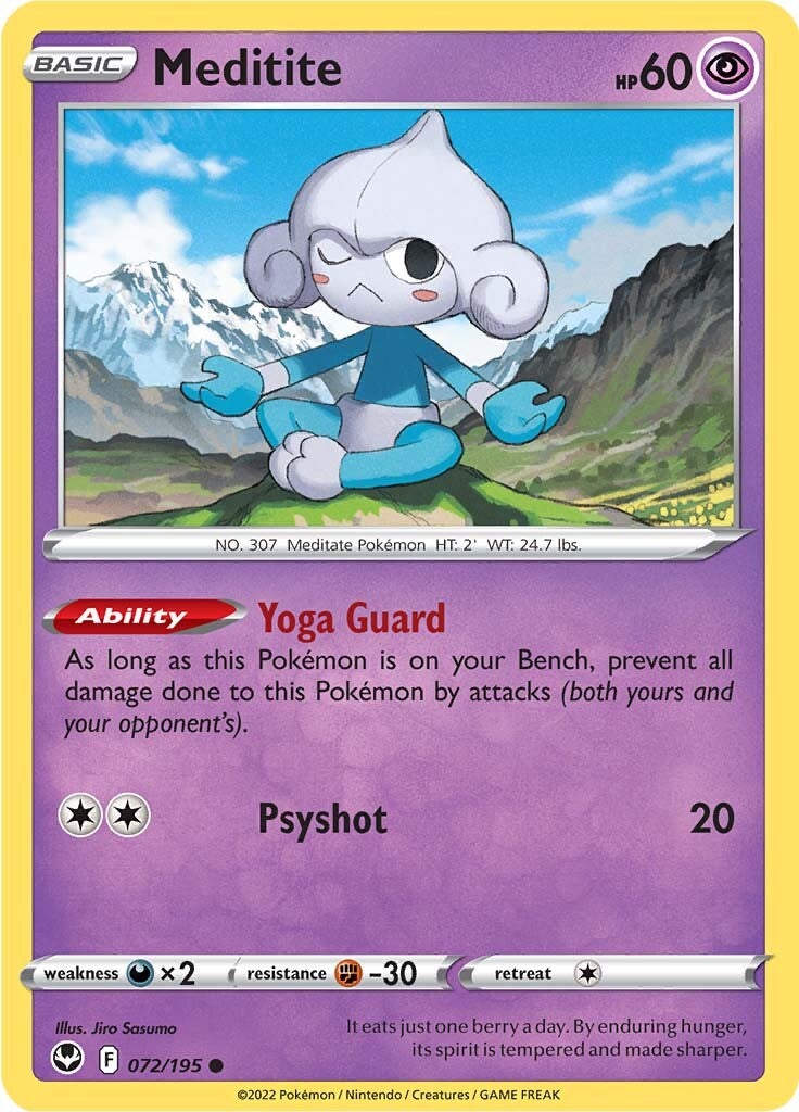Meditite (072/195) [Sword & Shield: Silver Tempest] Reverse Holofoil