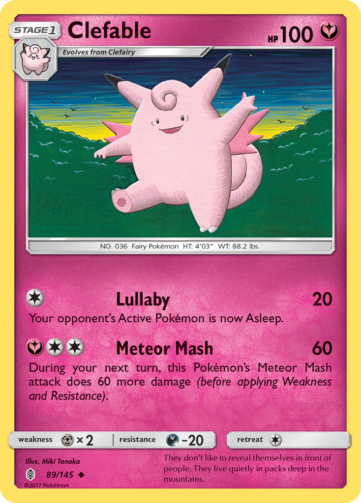 Clefable (89/145) [Sun & Moon: Guardians Rising] Reverse Holofoil
