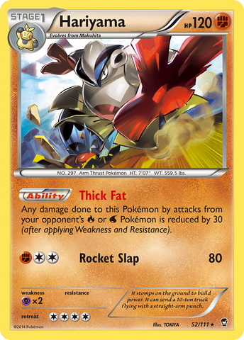 Hariyama (52/111) [XY: Furious Fists] Reverse Holofoil