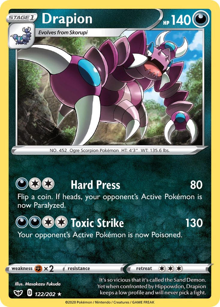 Drapion (122/202) [Sword & Shield: Base Set] Reverse Holofoil