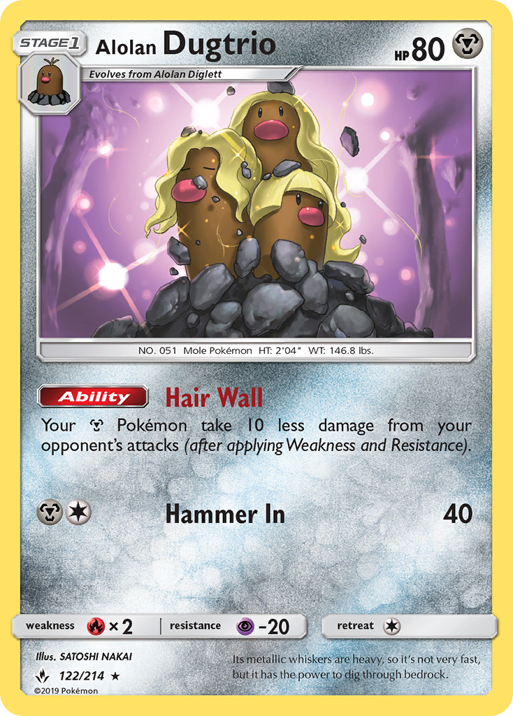 Alolan Dugtrio (122/214) [Sun & Moon: Unbroken Bonds] Reverse Holofoil