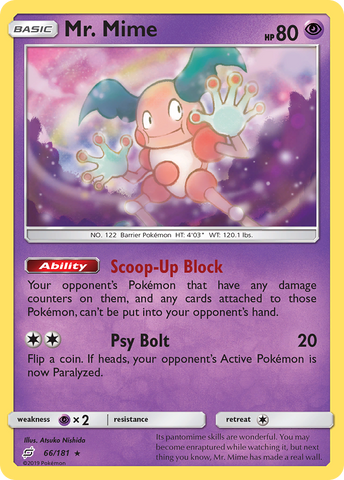 Mr. Mime (66/181) [Sun & Moon: Team Up] Reverse Holofoil