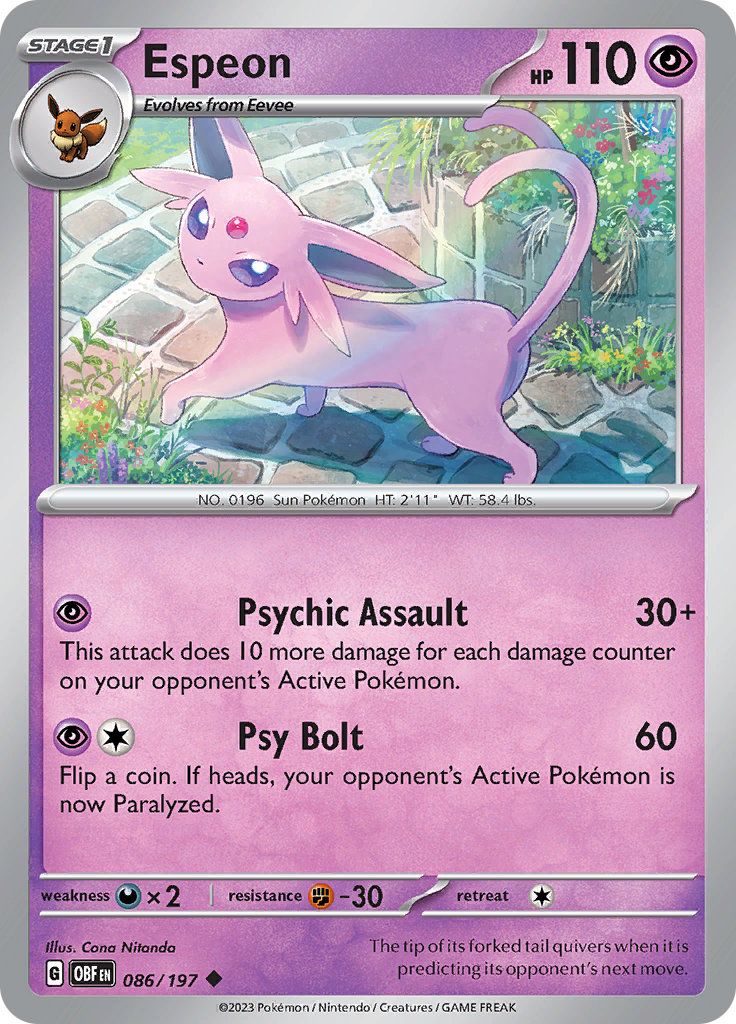 Espeon (086/197) [Scarlet & Violet: Obsidian Flames] Reverse Holofoil