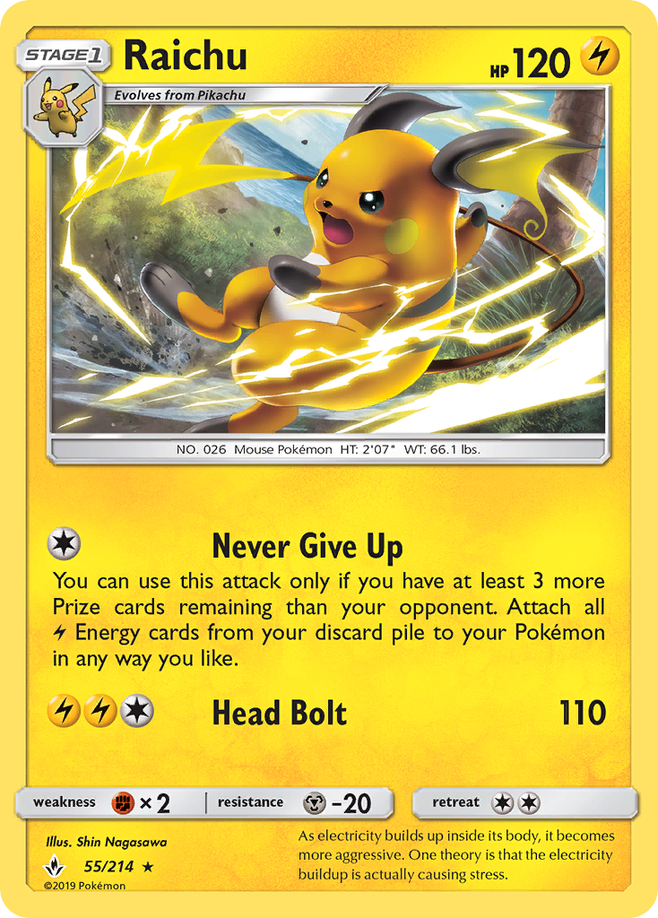 Raichu (55/214) [Sun & Moon: Unbroken Bonds] Reverse Holofoil