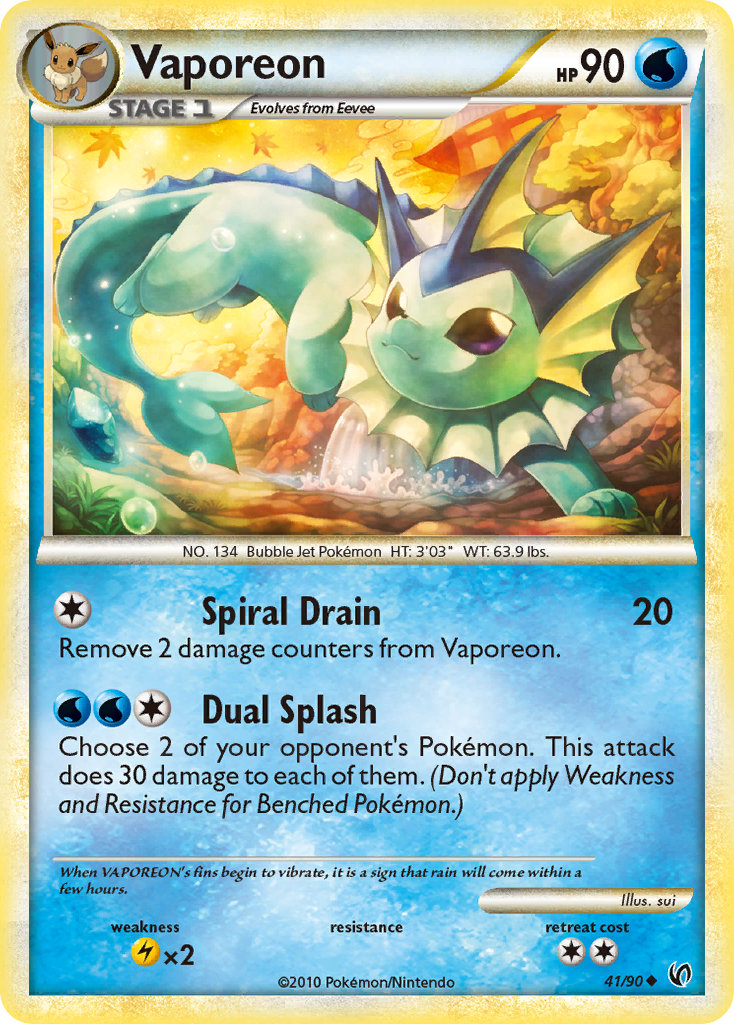 Vaporeon (41/90) [HeartGold & SoulSilver: Undaunted] Reverse Holofoil