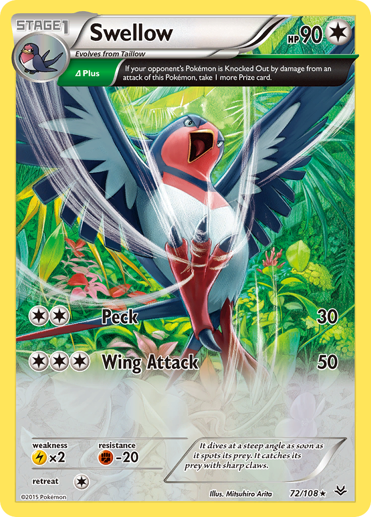 Swellow (72/108) [XY: Roaring Skies] Reverse Holofoil