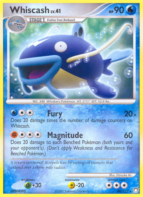 Whiscash (40/123) [Diamond & Pearl: Mysterious Treasures] Reverse Holofoil