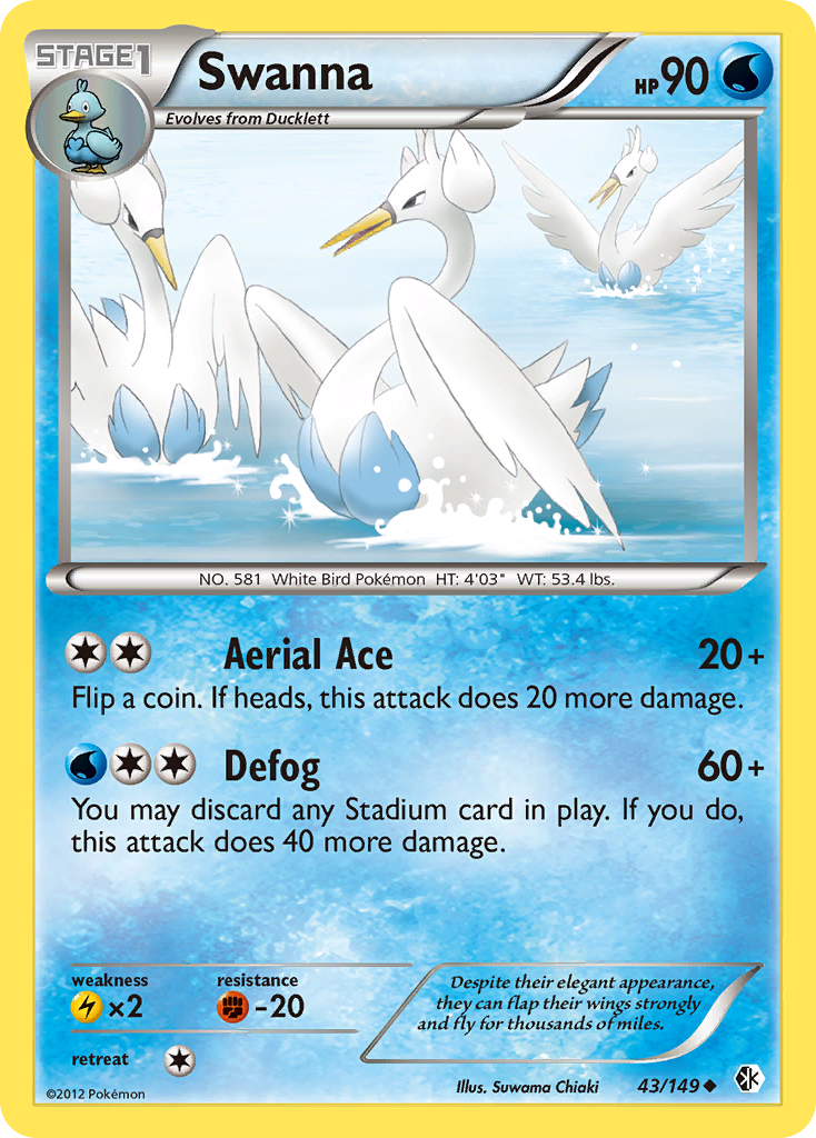 Swanna (43/149) [Black & White: Boundaries Crossed] Reverse Holofoil