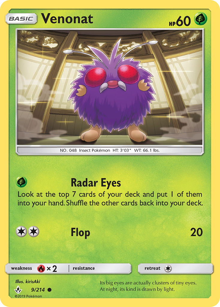 Venonat (9/214) [Sun & Moon: Unbroken Bonds] Reverse Holofoil