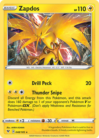 Zapdos (048/185) [Sword & Shield: Vivid Voltage] Reverse Holofoil