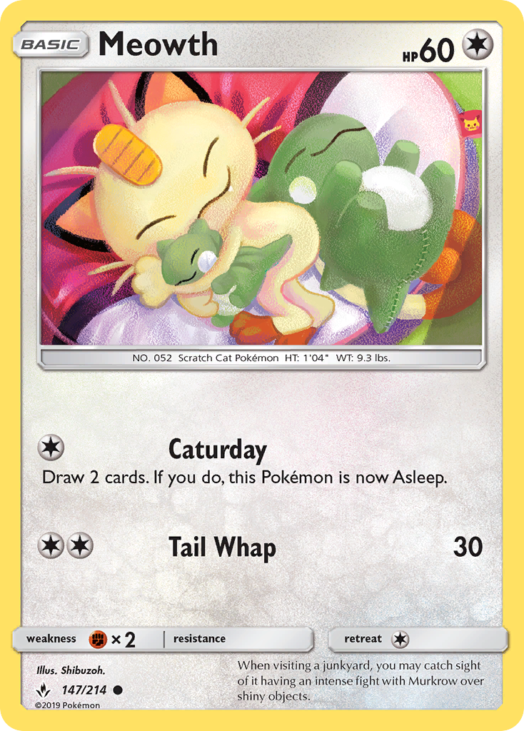 Meowth (147/214) [Sun & Moon: Unbroken Bonds] Reverse Holofoil