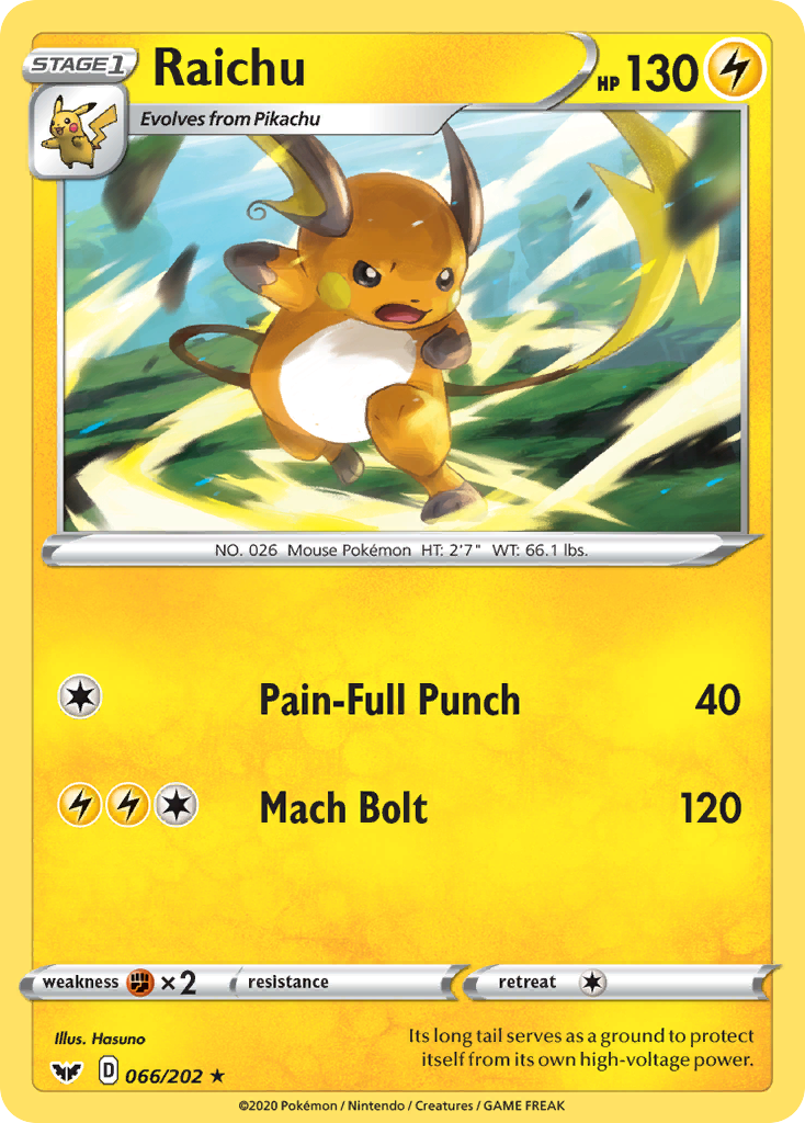 Raichu (066/202) [Sword & Shield: Base Set] Reverse Holofoil