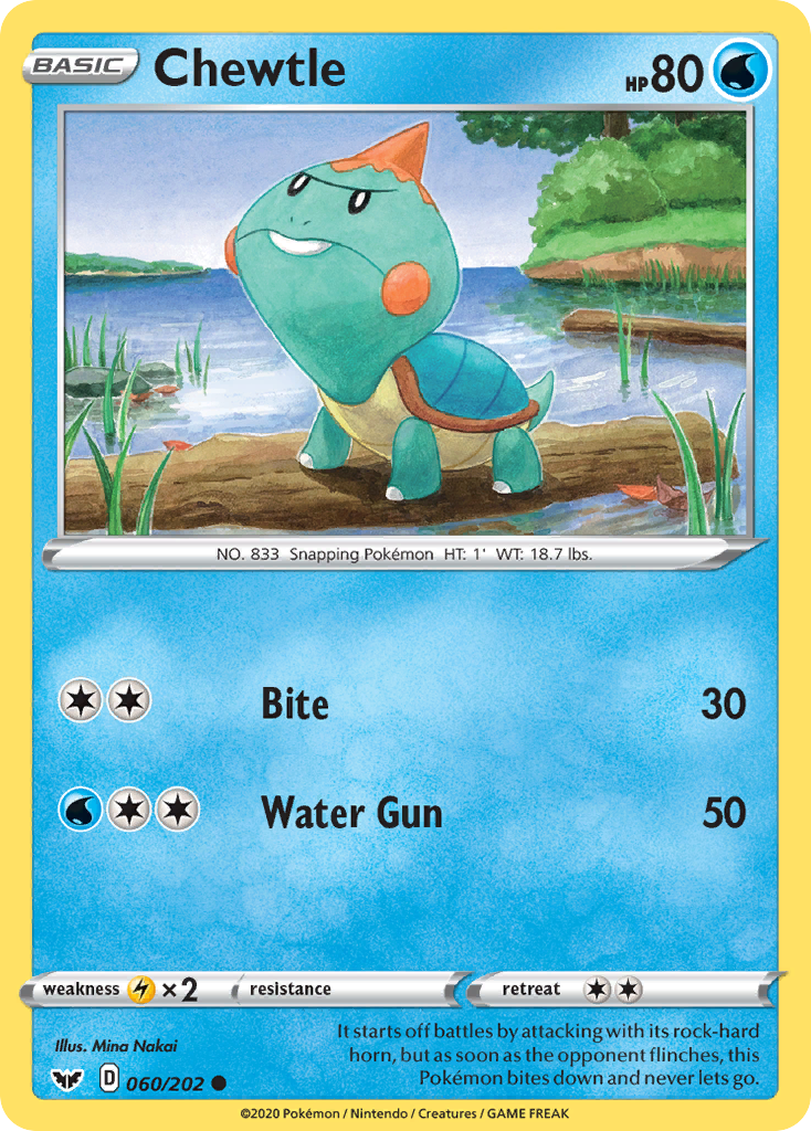 Chewtle (060/202) [Sword & Shield: Base Set] Reverse Holofoil