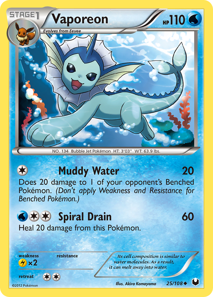 Vaporeon (25/108) [Black & White: Dark Explorers] Reverse Holofoil