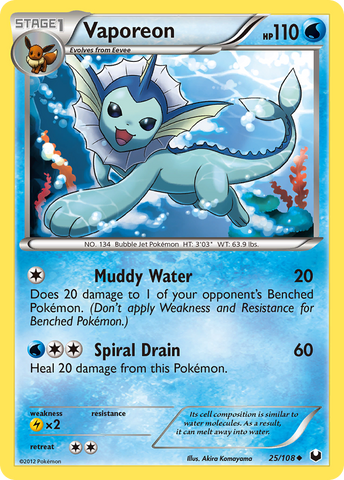 Vaporeon (25/108) [Black & White: Dark Explorers] Reverse Holofoil
