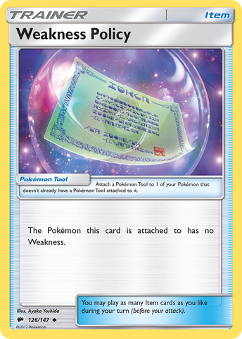 Weakness Policy (126/147) [Sun & Moon: Burning Shadows] Reverse Holofoil