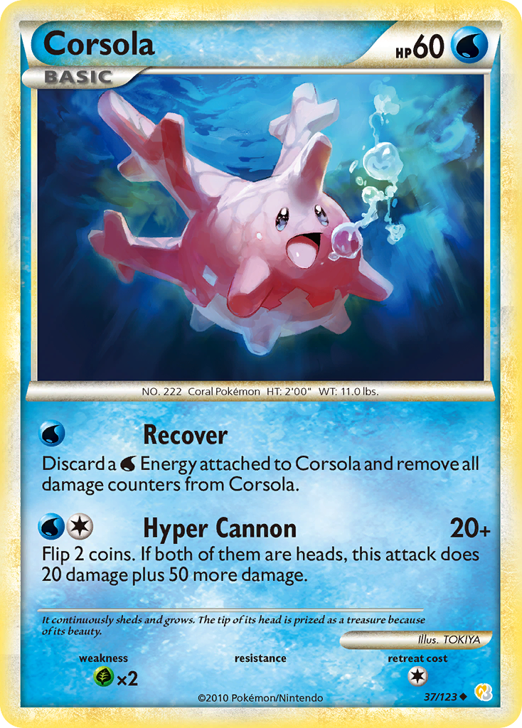 Corsola (37/123) [HeartGold & SoulSilver: Base Set] Reverse Holofoil