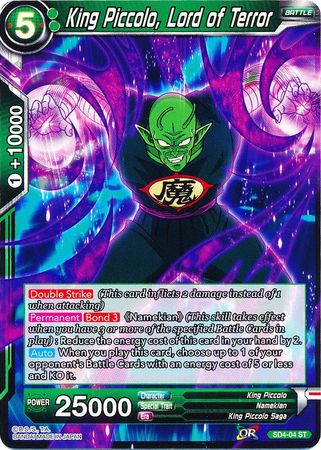 King Piccolo, Lord of Terror (Starter Deck - The Guardian of Namekians) (SD4-04) [Colossal Warfare] Parallel Foil