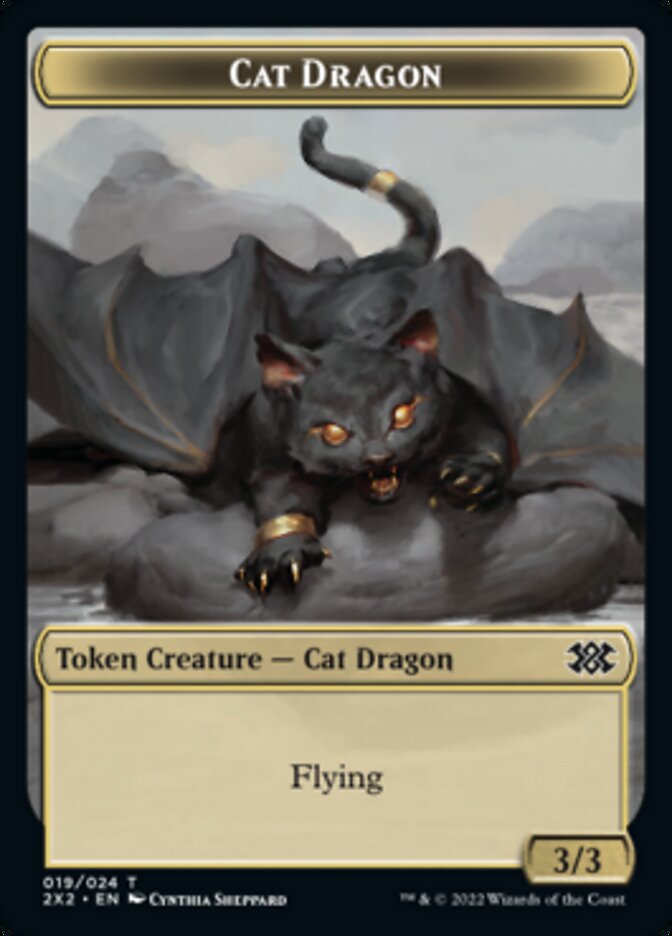 Cat Dragon // Spirit (008) Double-Sided Token [Double Masters 2022 Tokens] Foil