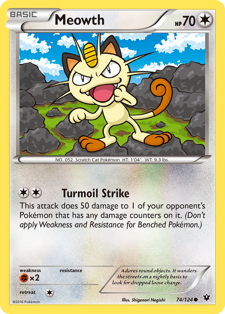 Meowth (74/124) [XY: Fates Collide] Reverse Holofoil