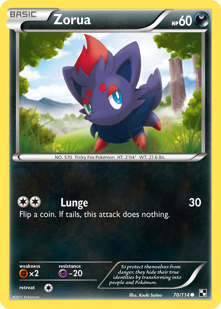 Zorua (70/114) [Black & White: Base Set] Reverse Holofoil