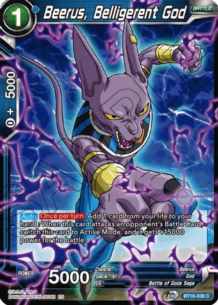 Beerus, Belligerent God (BT16-038) [Realm of the Gods] Parallel Foil