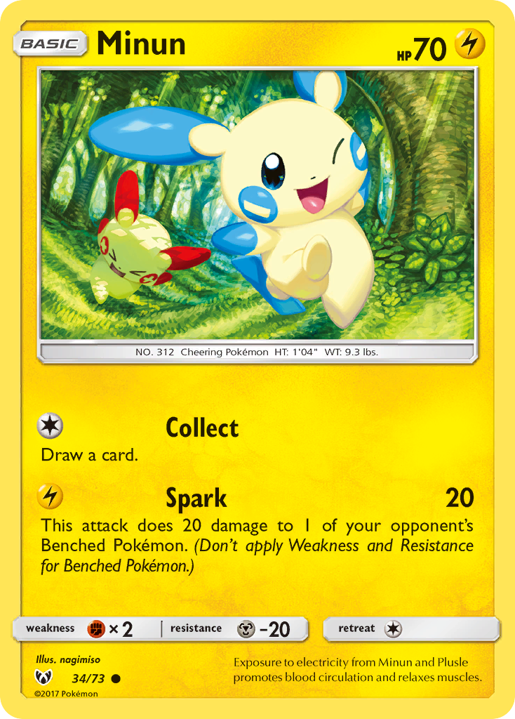 Minun (34/73) [Sun & Moon: Shining Legends] Reverse Holofoil
