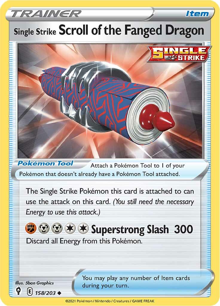 Single Strike Scroll of the Fanged Dragon (158/203) [Sword & Shield: Evolving Skies] Reverse Holofoil