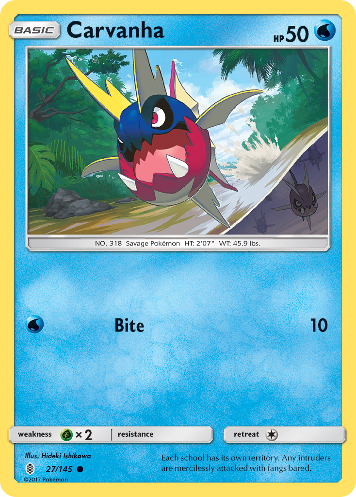 Carvanha (27/145) [Sun & Moon: Guardians Rising] Reverse Holofoil