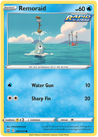 Remoraid (036/163) [Sword & Shield: Battle Styles] Reverse Holofoil