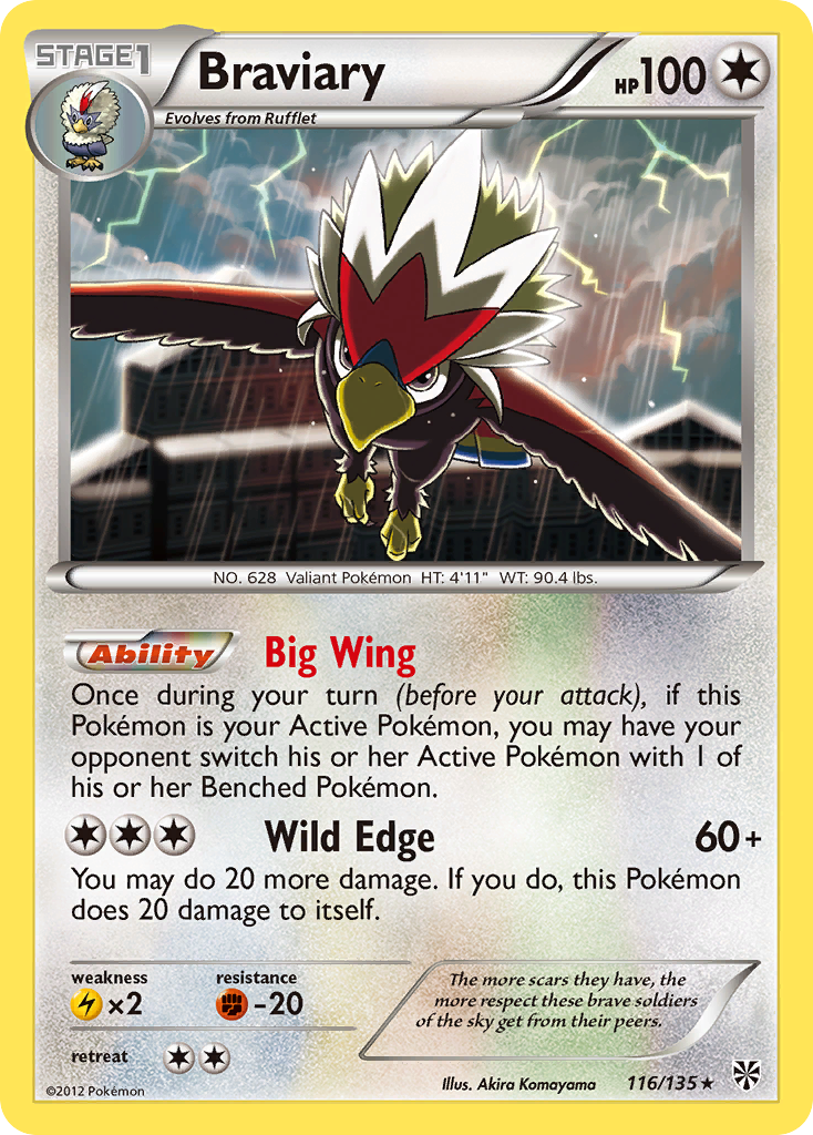 Braviary (116/135) [Black & White: Plasma Storm] Reverse Holofoil