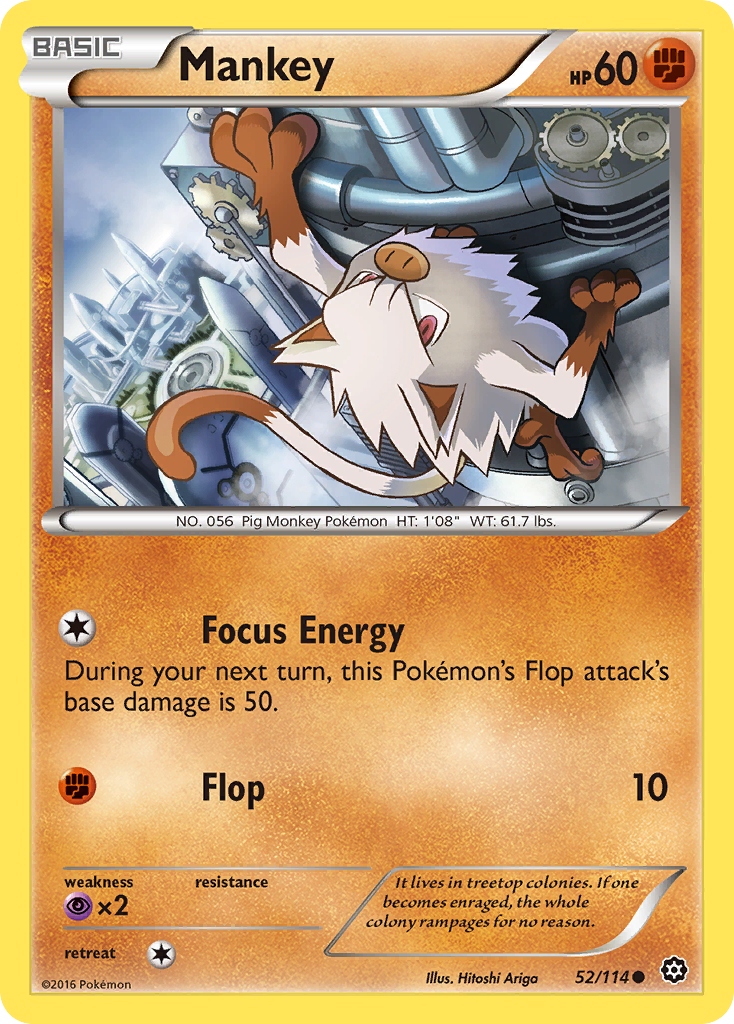 Mankey (52/114) [XY: Steam Siege] Reverse Holofoil