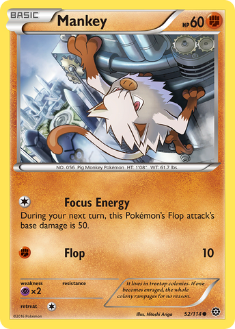 Mankey (52/114) [XY: Steam Siege] Reverse Holofoil