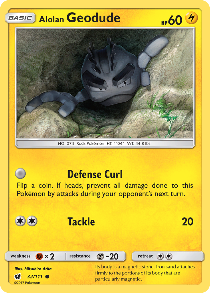 Alolan Geodude (32/111) [Sun & Moon: Crimson Invasion] Reverse Holofoil