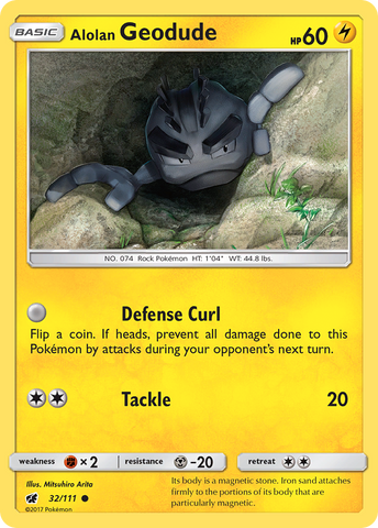 Alolan Geodude (32/111) [Sun & Moon: Crimson Invasion] Reverse Holofoil
