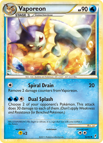 Vaporeon (52/95) [HeartGold & SoulSilver: Call of Legends] Reverse Holofoil