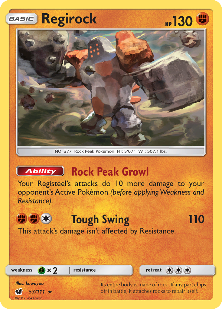 Regirock (53/111) [Sun & Moon: Crimson Invasion] Reverse Holofoil