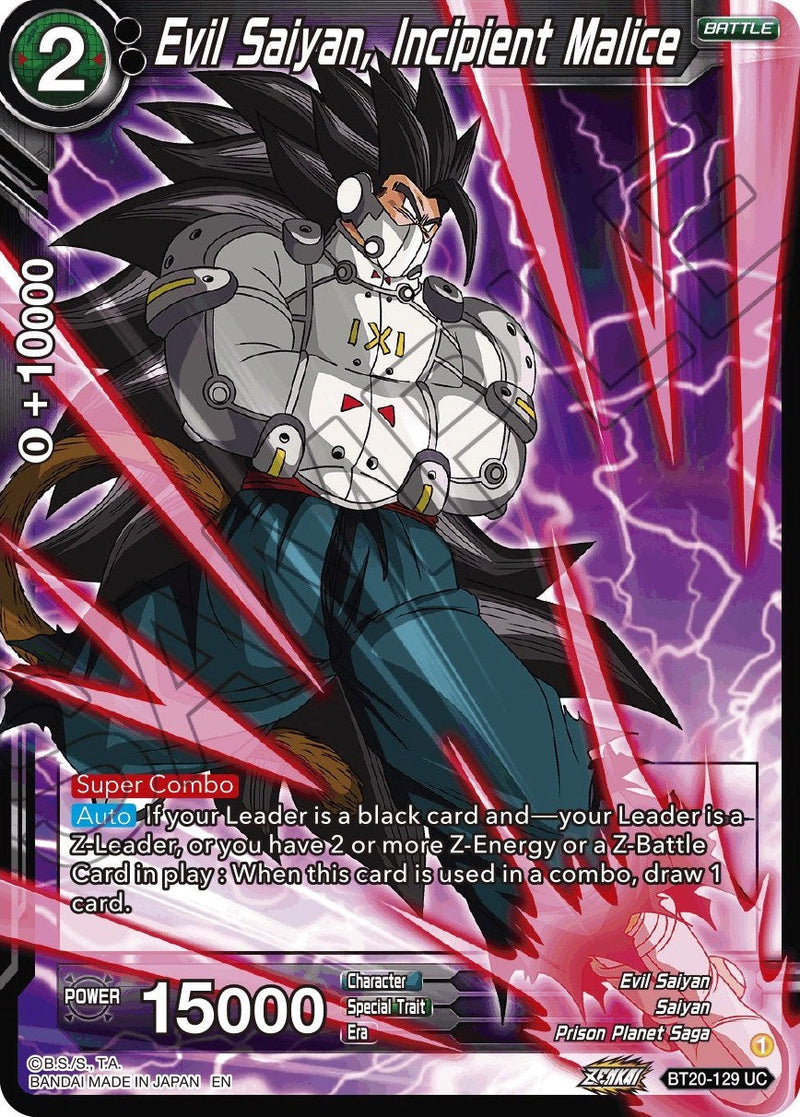 Evil Saiyan, Incipient Malice (BT20-129) [Power Absorbed] Parallel Foil