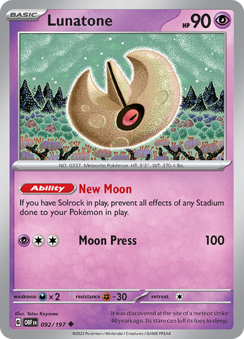 Lunatone (092/197) [Scarlet & Violet: Obsidian Flames] Reverse Holofoil