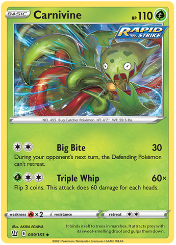 Carnivine (009/163) [Sword & Shield: Battle Styles] Reverse Holofoil