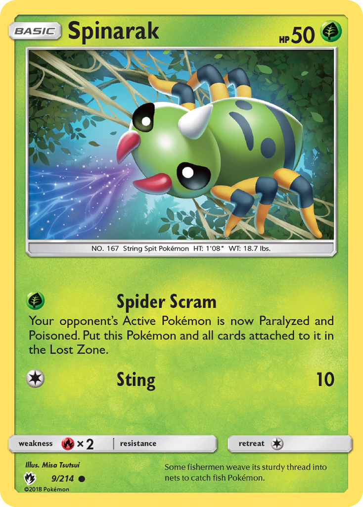 Spinarak (9/214) [Sun & Moon: Lost Thunder] Reverse Holofoil