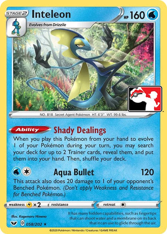 Inteleon (058) (058/202) [Prize Pack Series One] Holofoil
