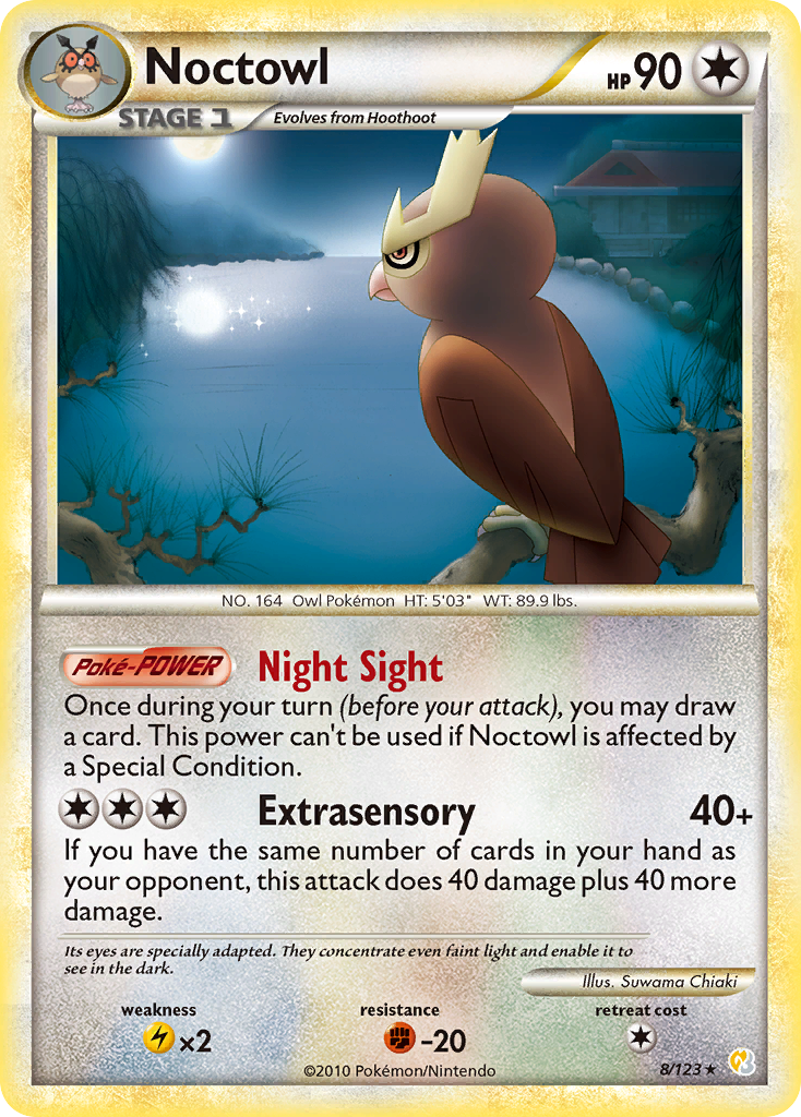 Noctowl (8/123) [HeartGold & SoulSilver: Base Set] Reverse Holofoil