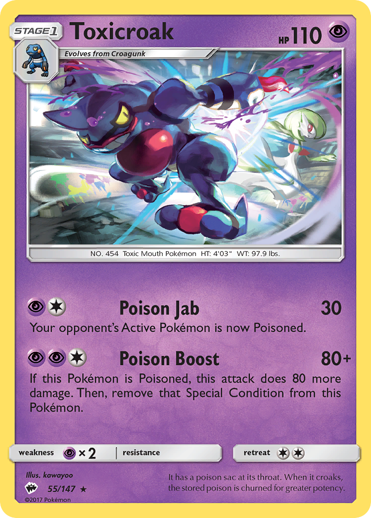 Toxicroak (55/147) [Sun & Moon: Burning Shadows] Reverse Holofoil