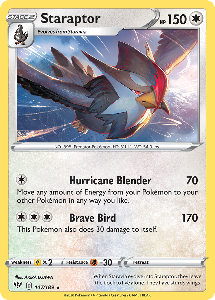 Staraptor (147/189) [Sword & Shield: Darkness Ablaze] Reverse Holofoil