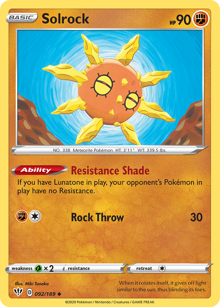 Solrock (092/189) [Sword & Shield: Darkness Ablaze] Reverse Holofoil