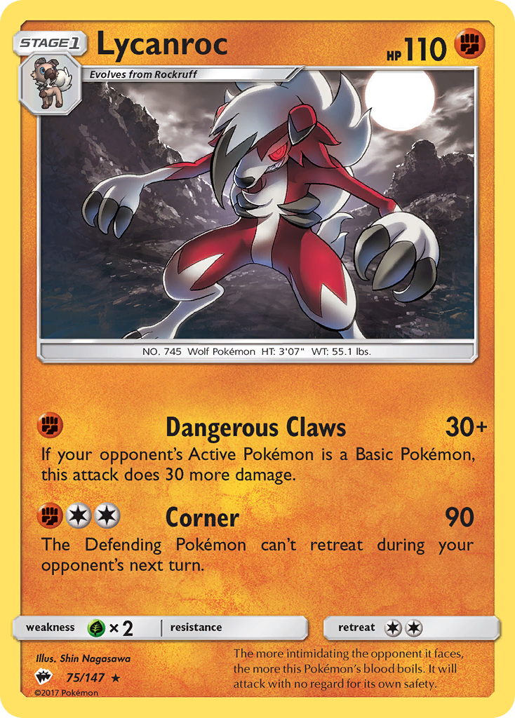 Lycanroc (75/147) [Sun & Moon: Burning Shadows] Reverse Holofoil