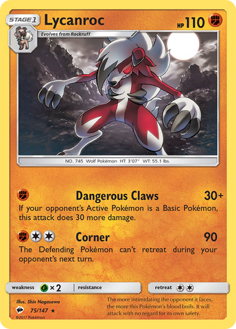 Lycanroc (75/147) [Sun & Moon: Burning Shadows] Reverse Holofoil