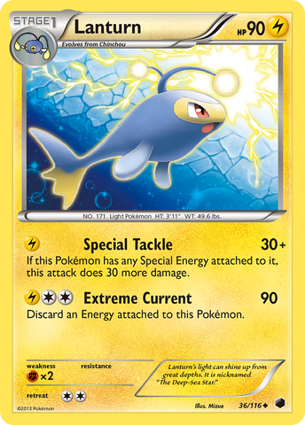 Lanturn (36/116) [Black & White: Plasma Freeze] Reverse Holofoil