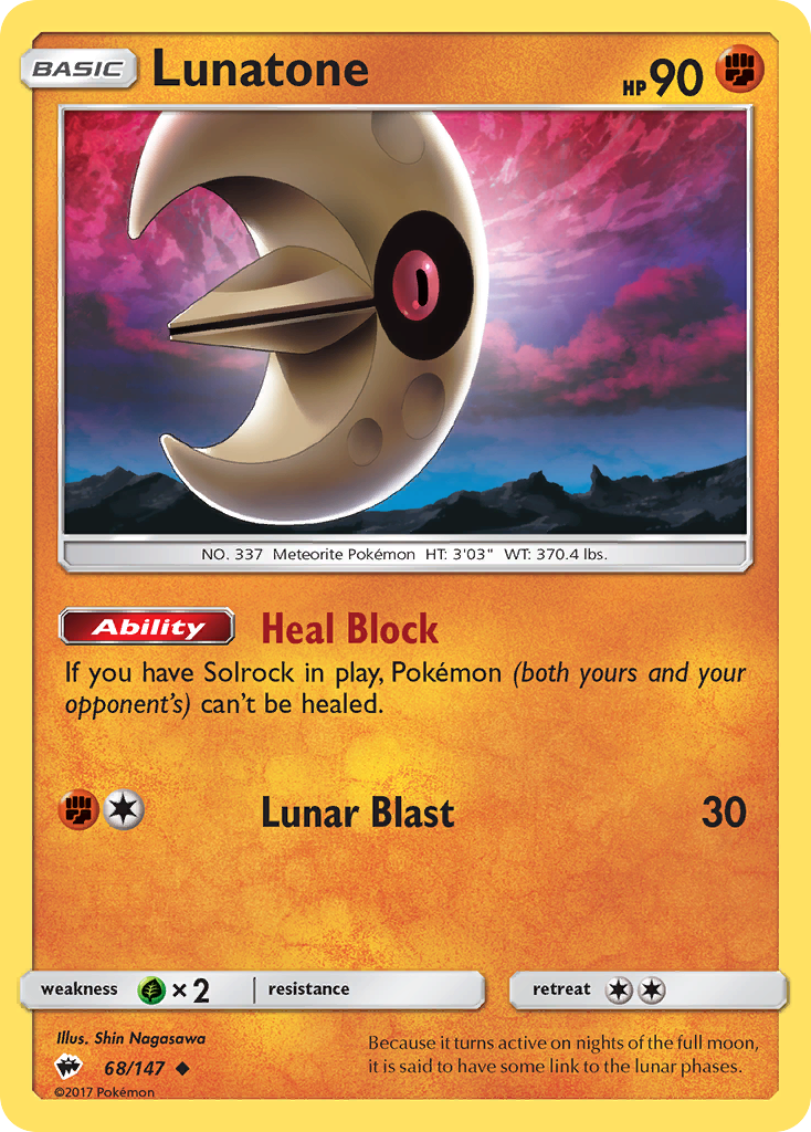 Lunatone (68/147) [Sun & Moon: Burning Shadows] Reverse Holofoil